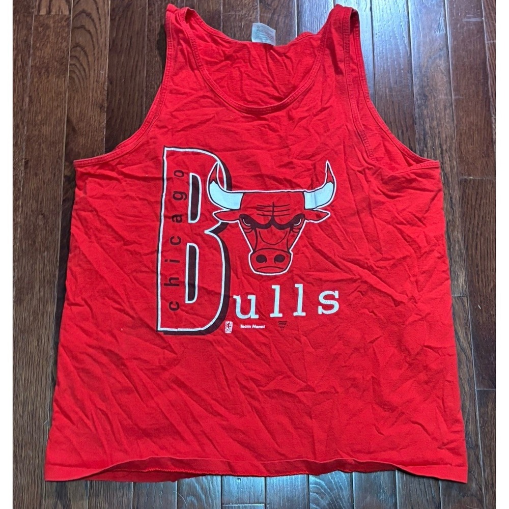 Vintage Chicago Bulls XL Tank Top Basketball NBA 90s Hanes Made In USA